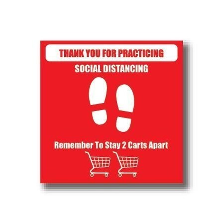 Ergomat 30in SQUARE SIGNS Thank You For Practicing Social Distancing / Remember To Stay 2 Carts Away DSV-SIGN 900 #2936 -UEN